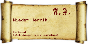 Nieder Henrik névjegykártya